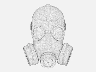 Gas mask Low-poly 3D model 16