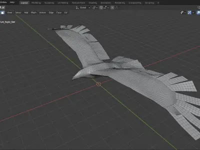 Eagle base mesh Low-poly 3D model