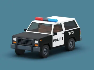 Stylized Cartoon SUV Police Car Low-poly 3D model