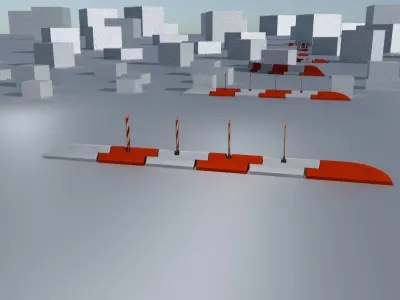 White and Red Road Traffic Barrier - Part 23 - Low-poly 3D model