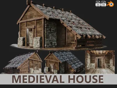 Medieval Old House PBR 4K GameReady Pack 09 to 12 Low-poly 3D model