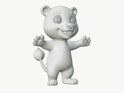 High-Quality Smiling Cartoon Lion 3D model