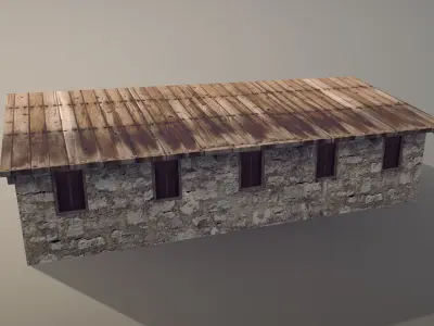 Stone Fort Stable Low-poly 3D model