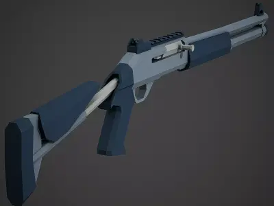 Stylized M1014 Shotgun Low Poly Mobile Ready Low-poly 3D model