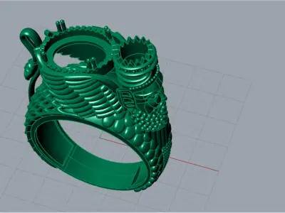 Man ring Achaemenid design with black gem model mr0197 3D print model