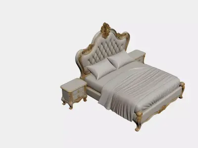 Italian concept bed and two dresser 3D model set Free 3D model