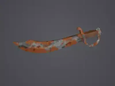 Low Poly Rusty Pirate Cutlass Sword Low-poly 3D model