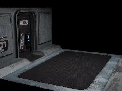 Sci-Fi Industrial Airlock Door Modular Wall Panel Hand Scanner Low-poly 3D model