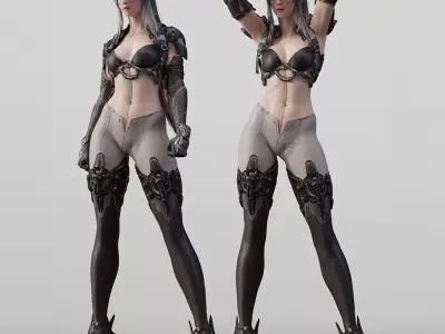 Cyber Girl 3D Character Low-poly 3D model