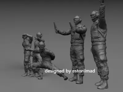 PACK 5 AIRCRAFT CARRIER DECK CREW 3D print model