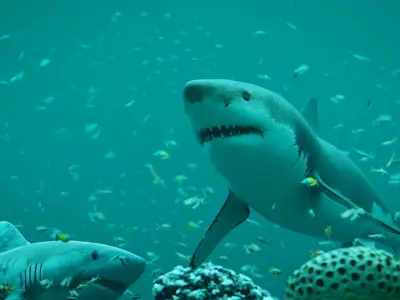Sharks Underwater Scene Low-poly 3D model