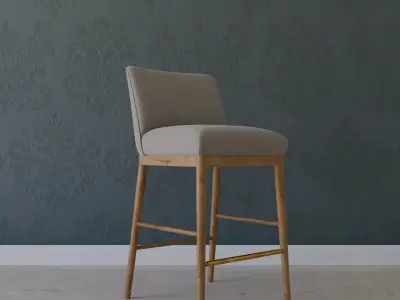 Stylish Upholstered Bar Stool Blender Photoshoot Scene 3D Model 3D model