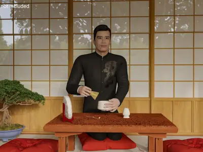 Man Having Tea Ceremony 3D model