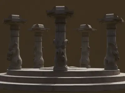 Stone Pillar Design 01 Low-poly 3D model