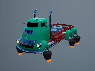 Flying jet truck Free low-poly 3D model