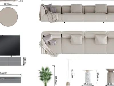 FLOOR PLAN 2d furniture top view 3D render realistic part 2 3D model