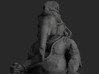 Low Poly PBR Ganesha Statue Low-poly 3D model