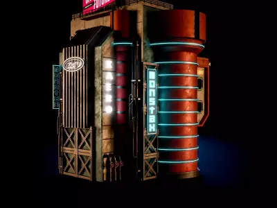SCIFI CYBERPUNK FUTURISTIC NEON BUILDING 06 Low-poly 3D model
