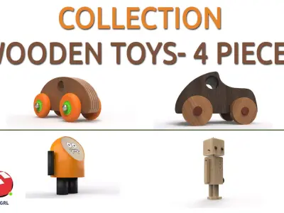 WOODEN TOYS-4 PIECES 3D Model Collection