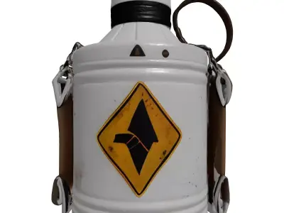Worn Metal Canteen with Strap 3D model