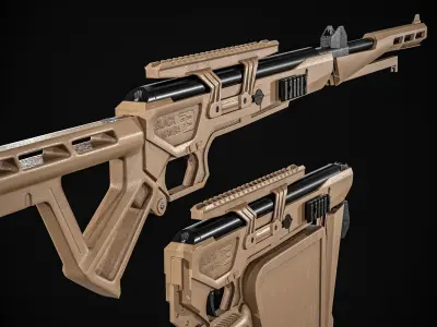 Black Bunker BM8 Folding Gas-Ram Break Barrel Survival Rifle Low-poly 3D model