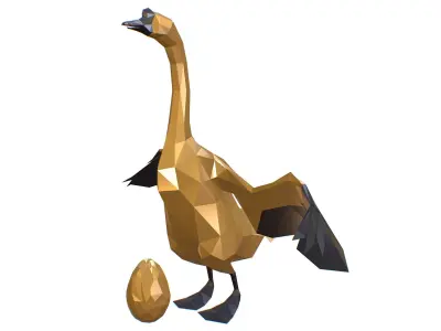 Animated Golden Goose Egg Lowpoly Art Style Low-poly 3D model