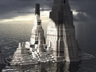 Aztec Ritual Mazes With Pyramid 4 3D model