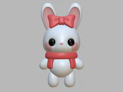 Rabbit with bow and scarf 3D model