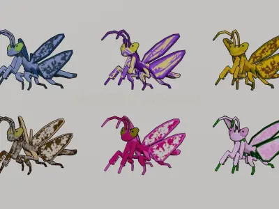 Praying Mantis Low-poly 3D model