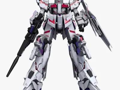 Mobile Suit Gundam RX-0 Unicorn Destroy Mode Low-poly 3D model