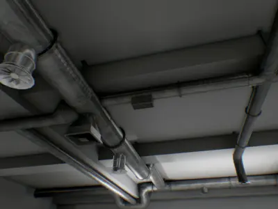 interior air ducts modular system 38 elements lowpoly Low-poly 3D model