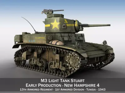 M3 Light Tank Stuart - New Hampshire 4 3D model