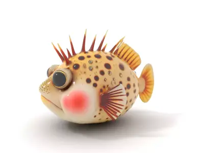 Spiky Fish Model Pack  Cartoon Style D Model Collection Low-poly 3D model