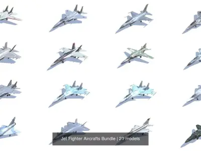 Jet Fighter Aircrafts Bundle 3D Model Collection