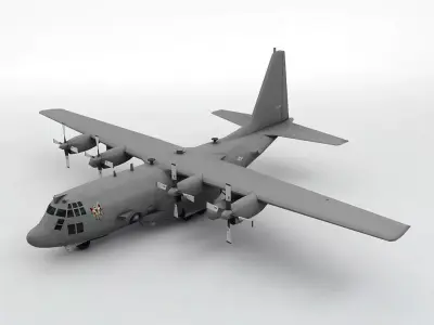  Lockheed AC-130U Spooky Aircraft Low-poly 3D model