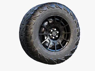 Wheel Offroad Pack Lowpoly Chain Low-poly 3D model