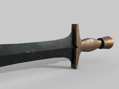Sword with brass handle Low-poly 3D model