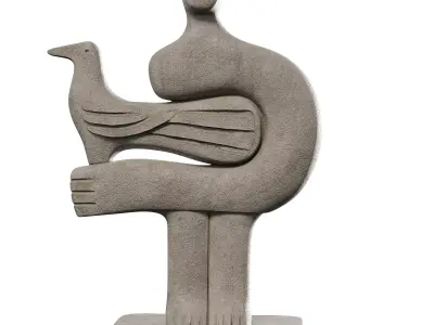  Concrete Historian Statue 03 - Abstract Concrete Sculpture Low-poly 3D model