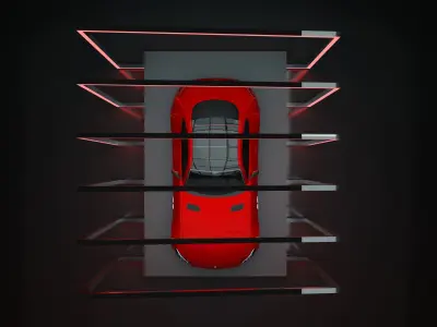 Car Exposition - Showroom Render Scene 3D Model Low-poly 3D model