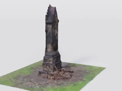 Old gravestone and ground 3D model
