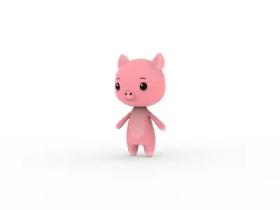 Cartoon Pig v002 character 3D model
