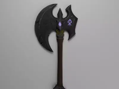 Stylized fantasy axe Low-poly 3D model