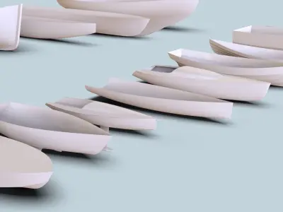 Hulls collection group of boats 3D model