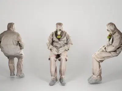 Soviet Liquidator of nuclear accident of Chernobyl sitting 56 Low-poly 3D model