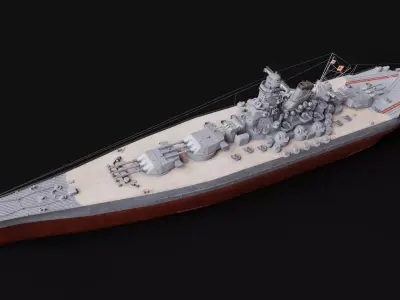 Yamato Class - WW2 Japanese Battleship Low-poly 3D model