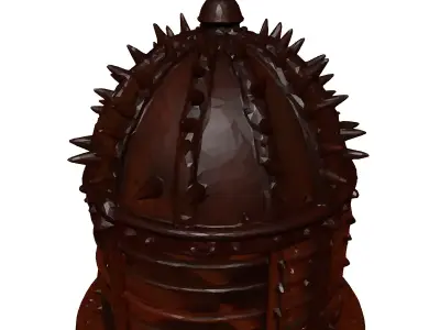 Rusty Medieval Iron Cage Helmet 3D model