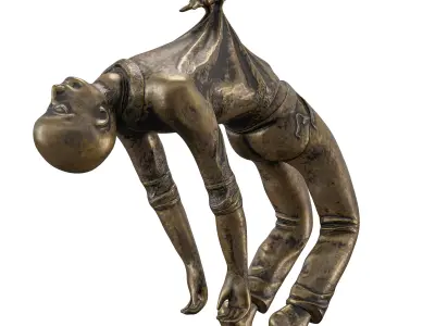 Dynamic Dancing Figure with Bird Sculpture 3D model