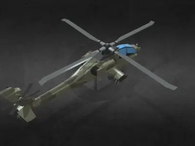 AH-64-Apache military helicopter Low-poly 3D model