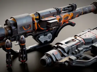 Stylized Sci-Fi Rocket launcher Low-poly 3D model