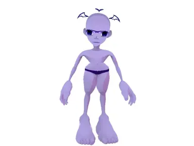 Zorgon - Blue Cave Monster with Big Eyes Low-poly 3D model